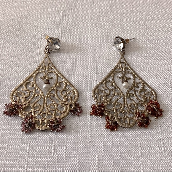 Filigree Vintage Hold Tone Drop Earrings Jewelry - Filigree Vintage Gold Tone Earrings